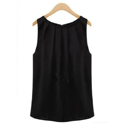 Sleeveless Round Neck Chiffon Blouse