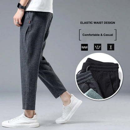 Summer Ice Silk Linen Man Pants Casual Sweatpants Male Quick-dry Sport Ankle-length Harem trousers 2023 Streetwear Fashion - Mozarto Enterprise