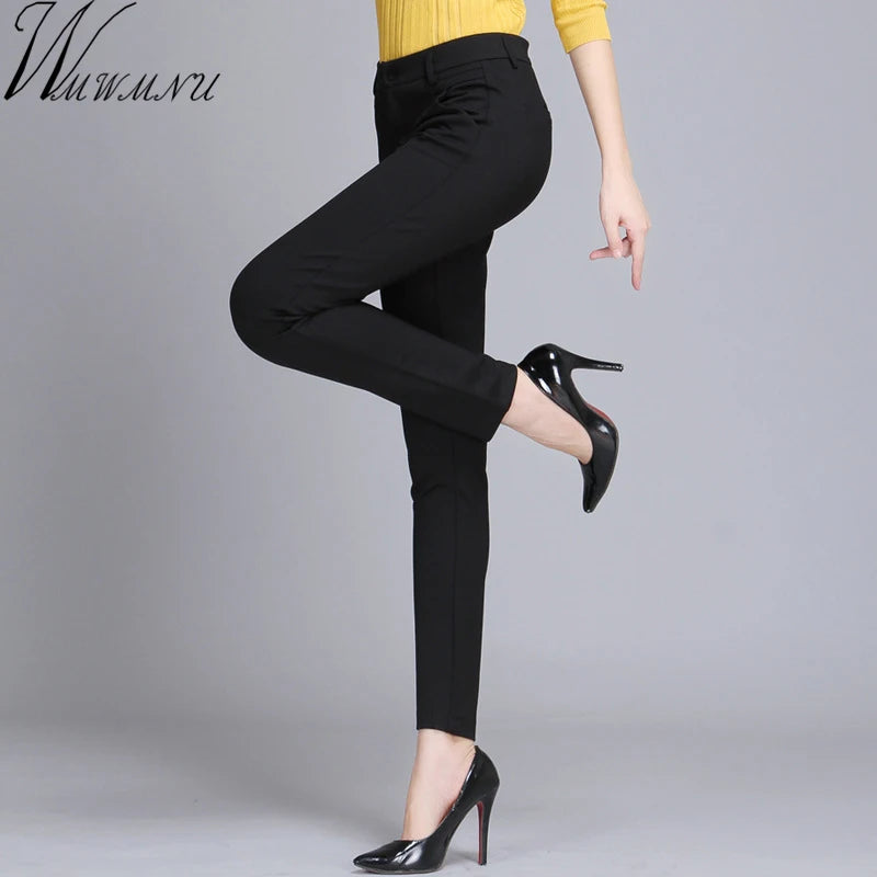 Wmwmnu Women Ankle-length Trousers Work Wear Casual Spring Black Pencil Pants Plus Size 4xl Leggings Broek Stretch Pantalones - Mozarto Enterprise