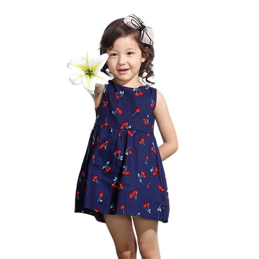 Explore Summer Girls Print Binding Rope Dress