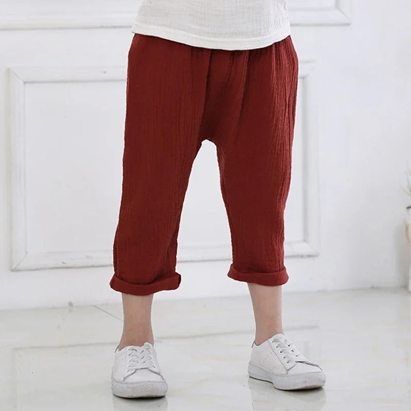 Kids' Linen Pleated Trousers | Harem Pants