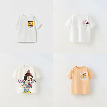 Summer Children T-shirt Printed Cartoon Fashion Baby Boy Girl Short Sleeve Tops Tees Kids Clothing Round Collar Tshirts 2024 NEW