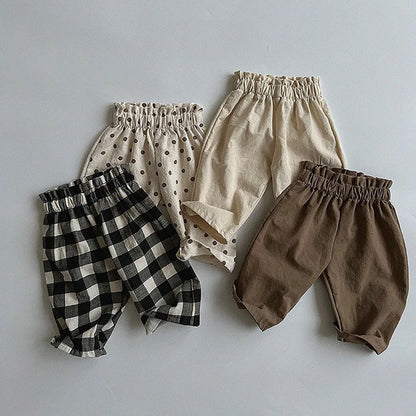 Vintage Elastics Waist Kids Pants for Toddler Boys Clothing Spring Fall Cotton Breathable Kids Pockets Trousers Baby Stuff