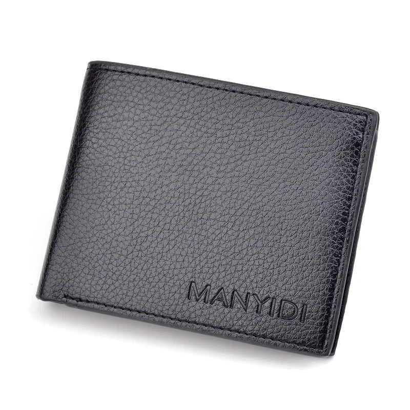 New Wallet Short Men's Thin Wallet Horizontal Business Casual Lychee Pattern Retro Soft Leather Wallet - Mozarto Enterprise