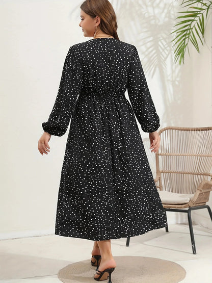 New Black Polka Dot Plus-size Dress