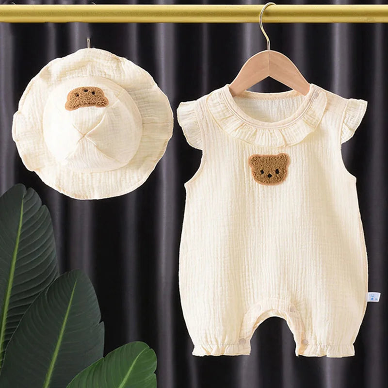 Stylish 2Pcs Baby Jumpsuit & Hat Set