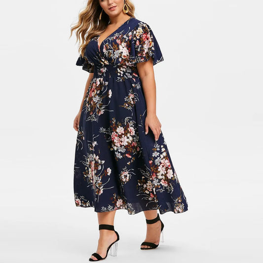 Buy Plus Size Women's Floral Chiffon Dress