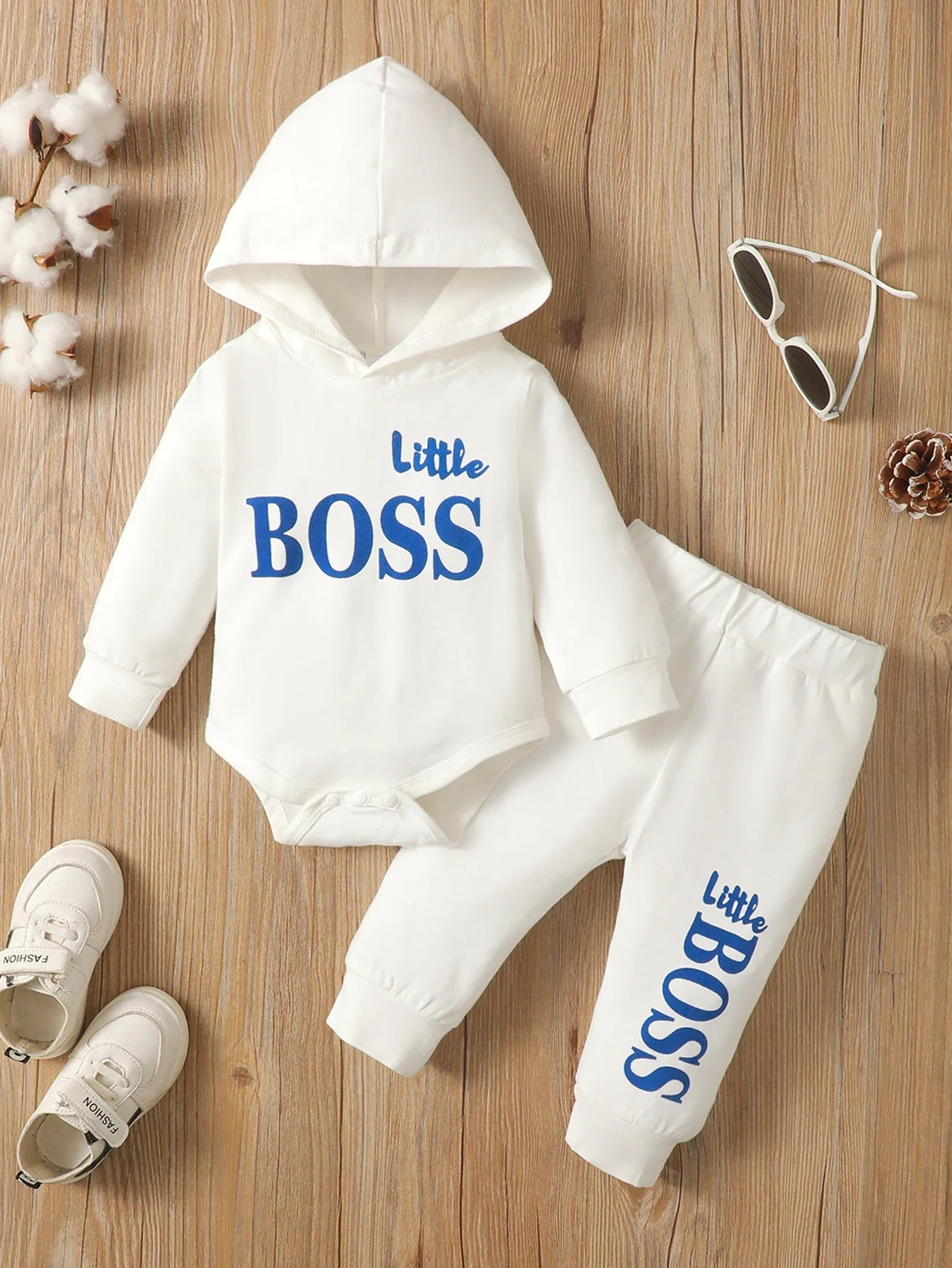 Winter   Newborn  Infant   Baby   Boy   Long   Sleeves   Cotton   Hooded    Little   Boss   Fashion    Baby   Hoodies   Clothing