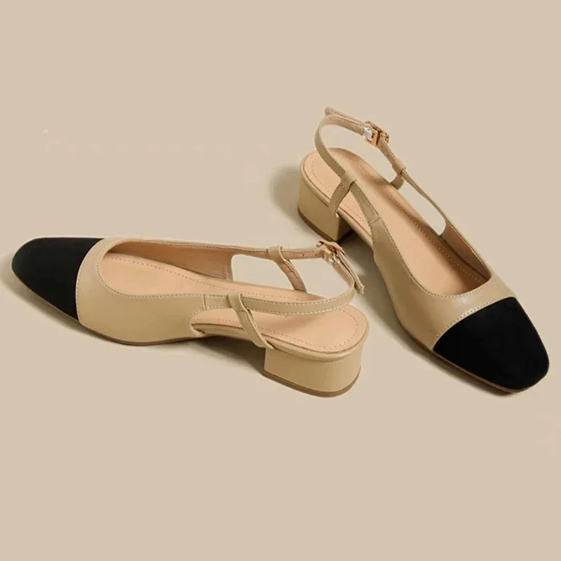 New 2024 Summer Women's Sandals Elegant Medium Heel Toe Mules Comfortable Office Women's Shoes Buckle Heels Women - Mozarto Enterprise