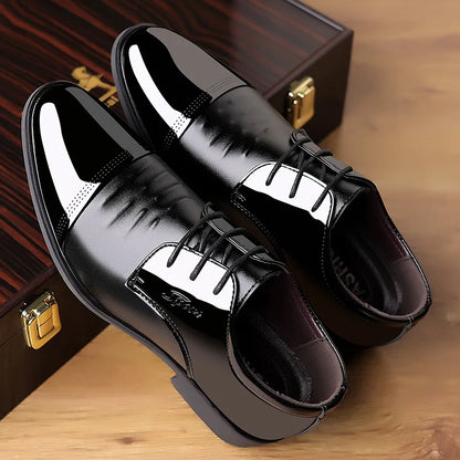 Men Dress Shoes Patent Leather Oxford Shoes Male Formal Shoes Big Size 38-48 Handsome Men Pointed Toe Shoes for Wedding - Mozarto Enterprise