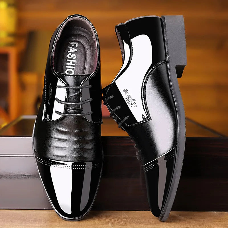 Men Dress Shoes Patent Leather Oxford Shoes Male Formal Shoes Big Size 38-48 Handsome Men Pointed Toe Shoes for Wedding - Mozarto Enterprise