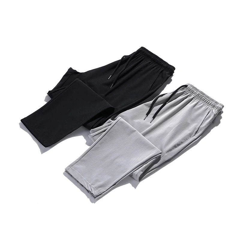 Summer Men Casual Pants Joggers Sweatpants Mens Solid Color Elastic Waist Trousers Fitness Sportswear Fashion Spring Sweatpants - Mozarto Enterprise