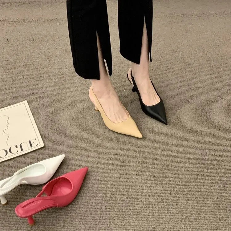 Fashion Women Sandals Party Pumps Thin High Heels Elastic Band Black White Beige Rose Summer Dress Shoes Woman Ladie Pumps - Mozarto Enterprise