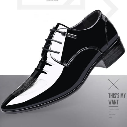 Luxury Business Oxford Leather Shoes Men Breathable Patent Leather Formal Shoes Plus Size Man Office Wedding Flats Male Black - Mozarto Enterprise