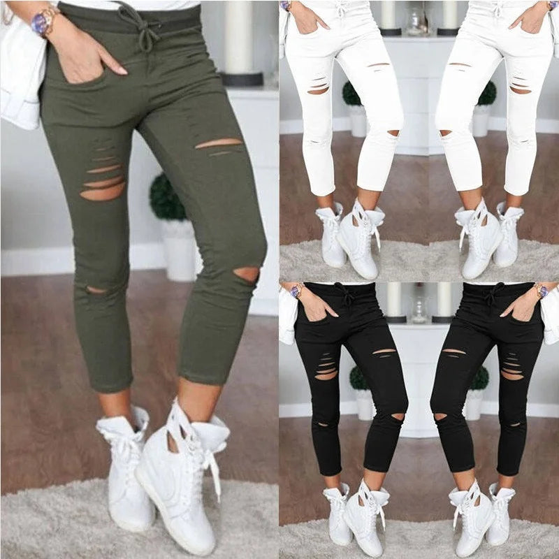 New Ripped Jeans for Women Women Big Size Ripped Trousers Stretch Pencil Pants Leggings Women Jeans Woman Jeans - Mozarto Enterprise