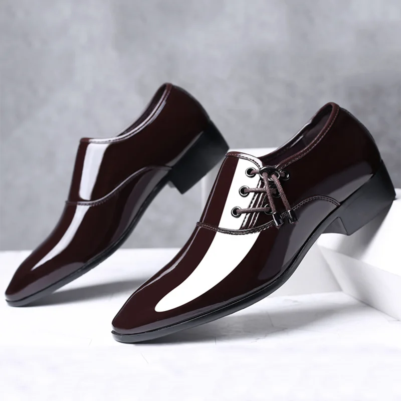 Trending Italian Patent Leather Shoes for Men Business Shoe Lace Up Oxfords Plus Size Male Wedding Party Shoes Men Black Leather - Mozarto Enterprise