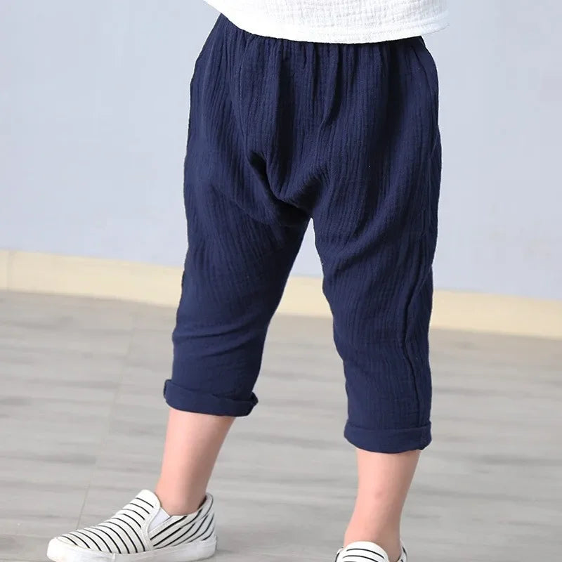 Kids' Linen Pleated Trousers | Harem Pants