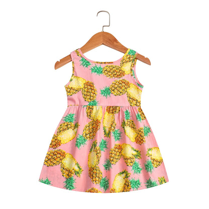 Explore Summer Girls Print Binding Rope Dress