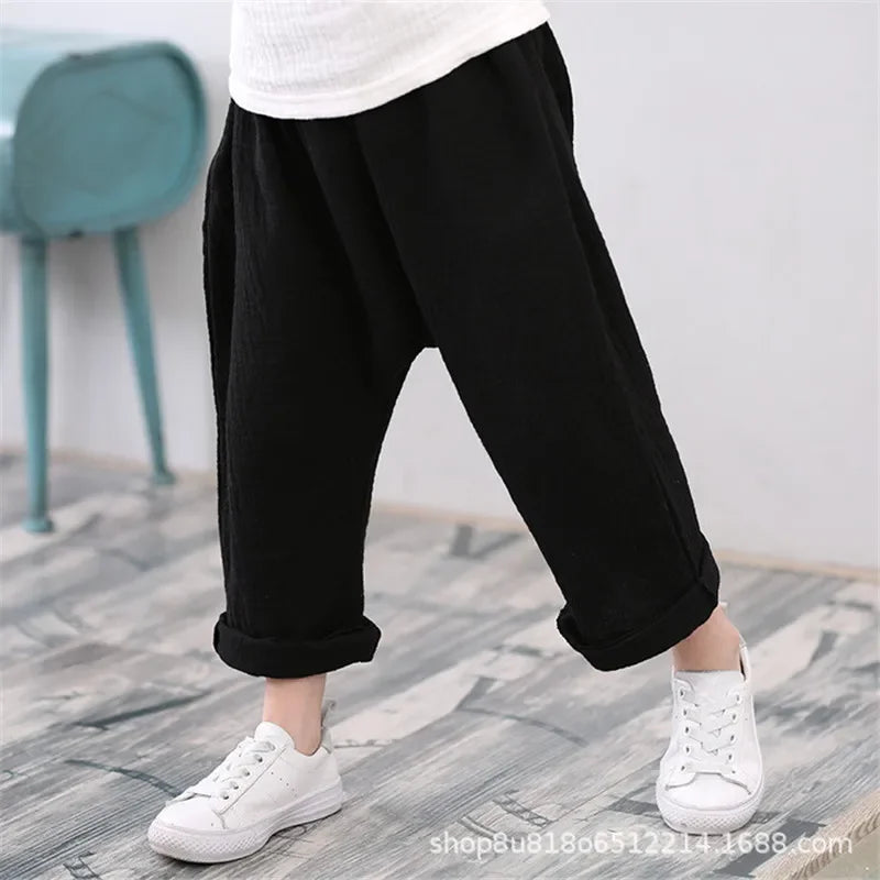 Kids' Linen Pleated Trousers | Harem Pants