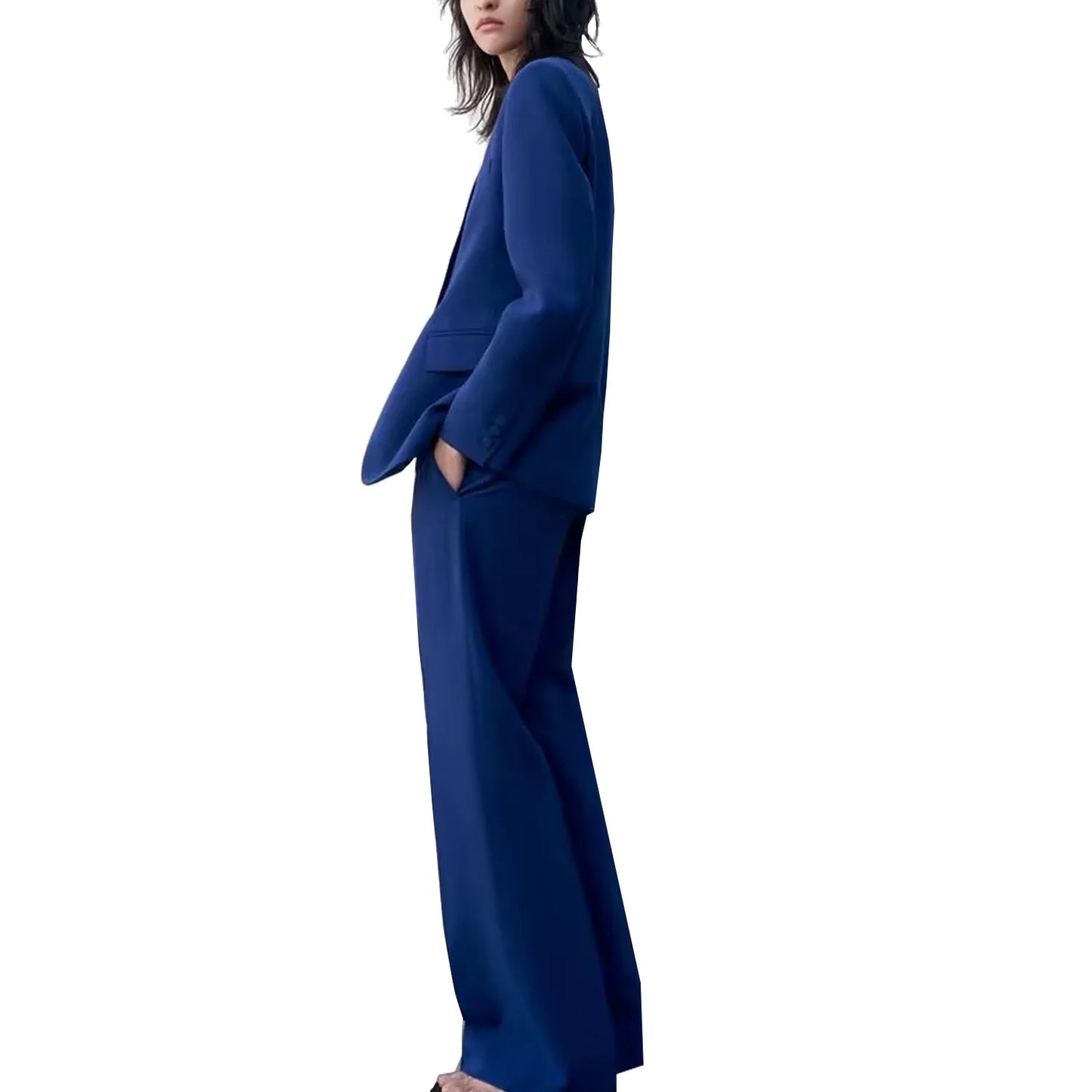 Women's Suit Jacket, Dress Collar with One Button and a Slit Design, Slim Fit and Slimming, Flared Pants, New - Mozarto Enterprise