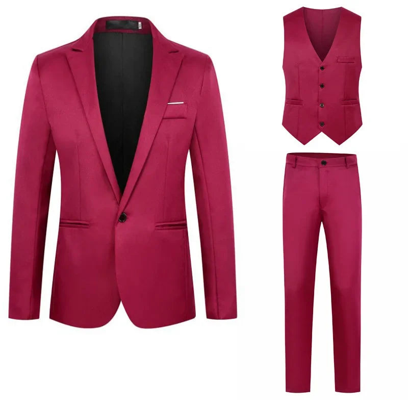 Casual Western-style Men's Suit Three-piece Set Business Attire For Men Elegant Fashionable Professional Dress - Mozarto Enterprise