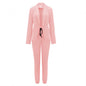 Women's Solid Color Jacket & Pants Suit Set