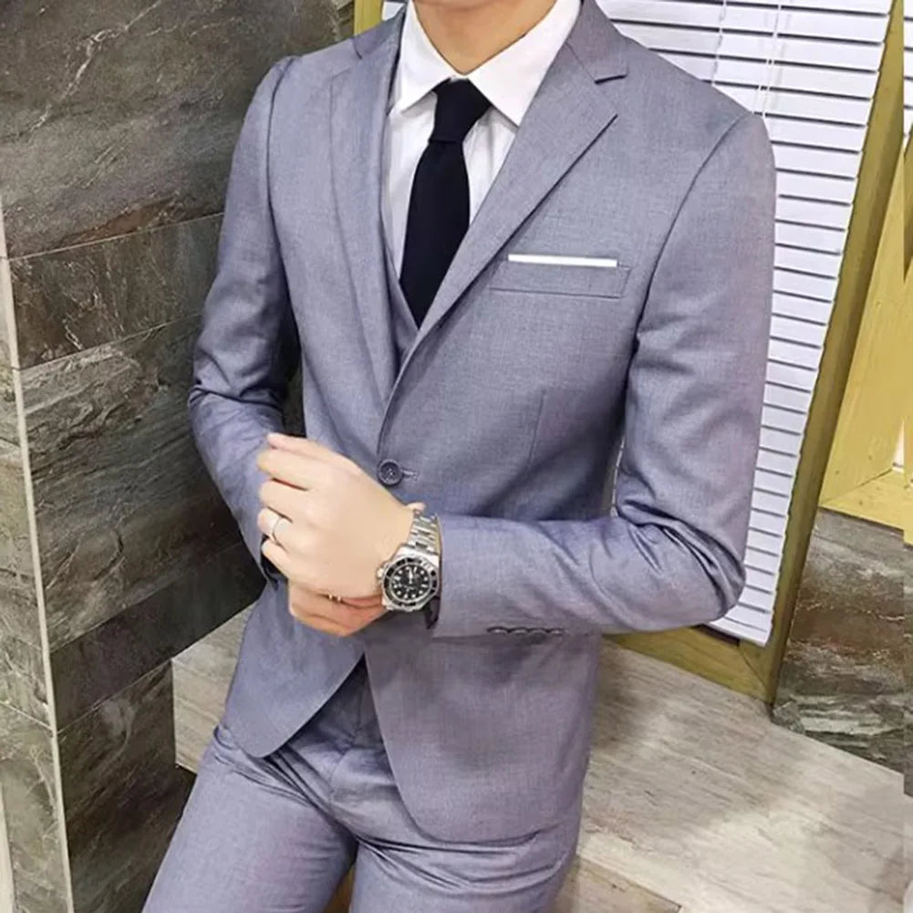 Men Suit Regular Slight Stretch Three Piece Set Trousers Blazer Waistcoat Casual For Office Business Comfortable - Mozarto Enterprise