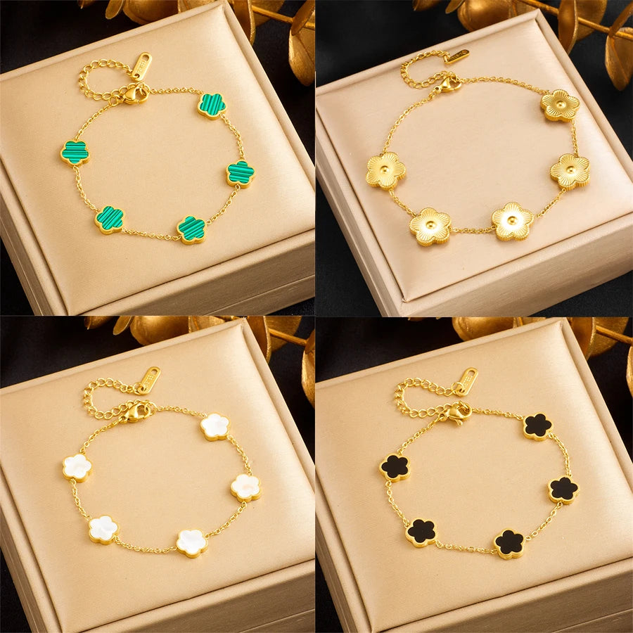 Elegent Five Leaf Flower Jewelry Set