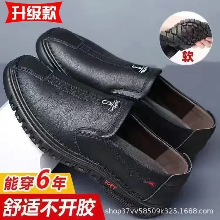 Mens Leather Shoes Slip on Soft Loafers Non Slip Breathable Driving Flats Spring Walking Office Work Shoes Mocassin Homme - Mozarto Enterprise