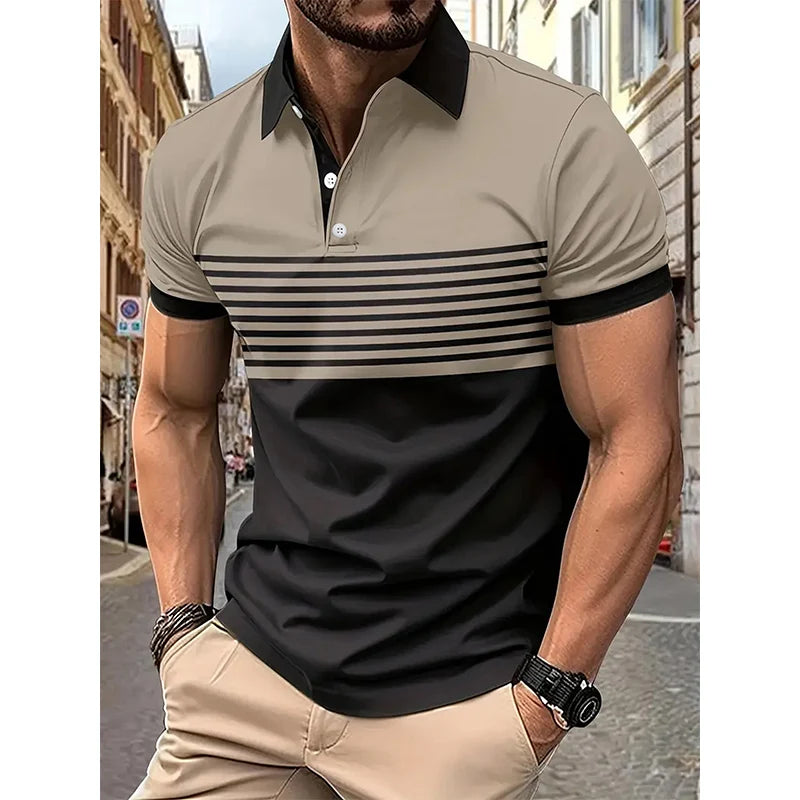 Men's Short-Sleeved Striped Polo Shirt