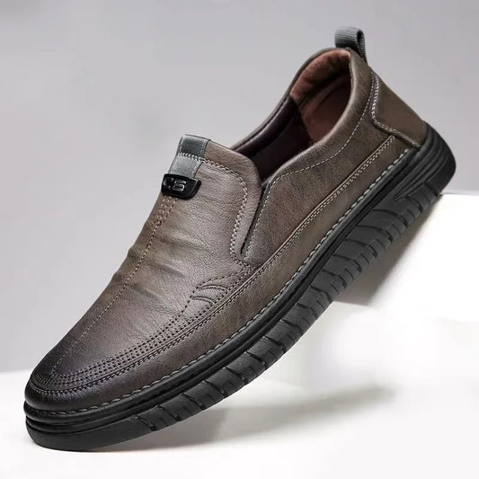 Men Shoes Genuine Leather Slip on Casual Flats Breathable Non Slip Driving Loafers Comfortable Walking - Mozarto Enterprise