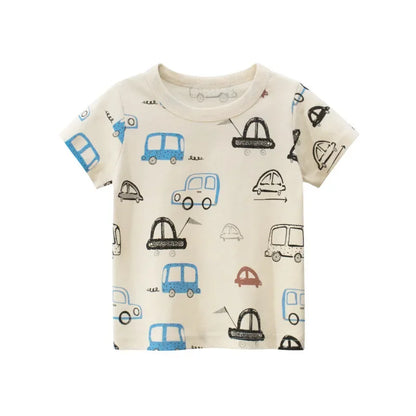 Children's Cartoon Car T-Shirts | Cotton Tops