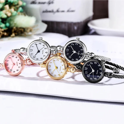 Women Watches Small Gold Bangle Bracelet Watch Stainless Steel Retro Ladies Quartz Wristwatch Clock Fashion Casual Dress Watch