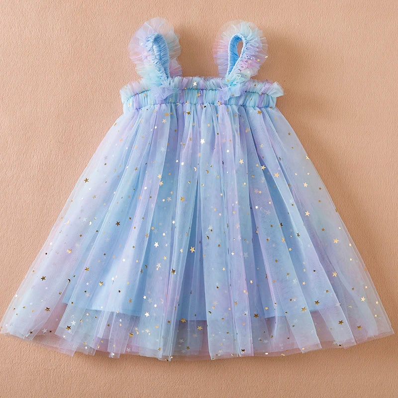 Toddler Baby Girl Dress Rainbow Sequins Tulle Tutu Vestidos 1-5 Y Kids Birthday Party Princess Set Infant Summer Sweet Outfits