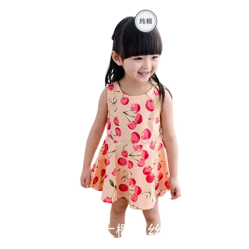 Explore Summer Girls Print Binding Rope Dress