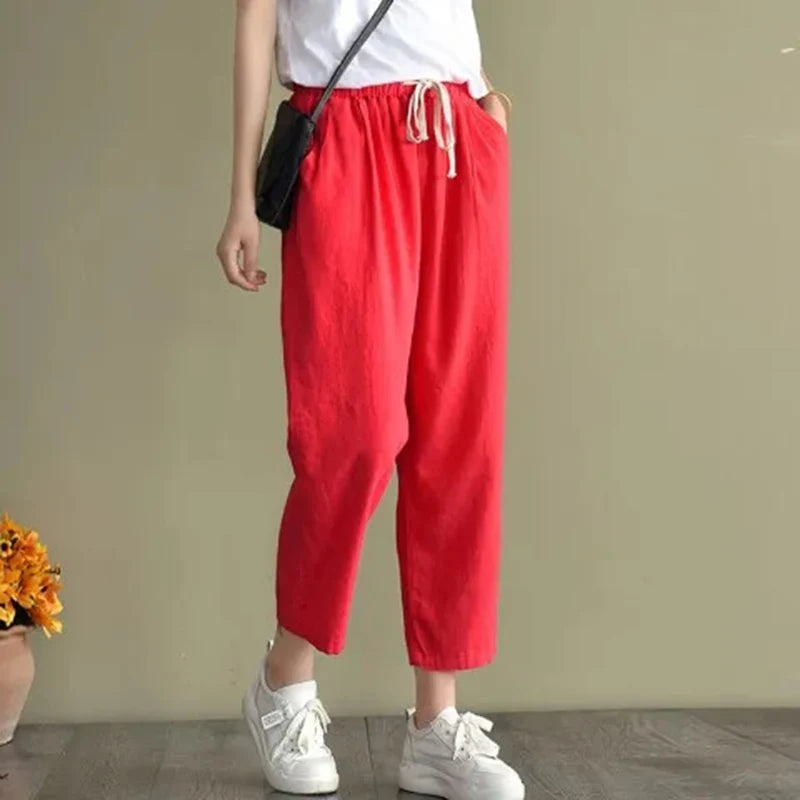 Rimocy Casual Cotton Linen Harem Pants