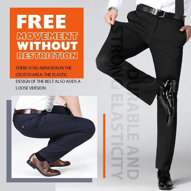 High Stretch Men's Classic Pants Spring Summer Casual Pants High Waist Trousers Business Casual Pants Dropshipping Black/grey - Mozarto Enterprise