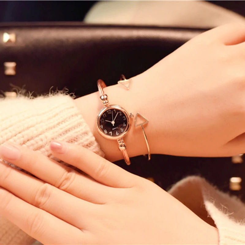 Women Watches Small Gold Bangle Bracelet Watch Stainless Steel Retro Ladies Quartz Wristwatch Clock Fashion Casual Dress Watch