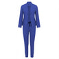 Women's Solid Color Jacket & Pants Suit Set