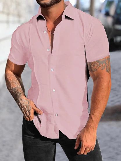 New short-sleeved shirt men's summer thin section trend Slim business casual half-sleeved shirt - Mozarto Enterprise