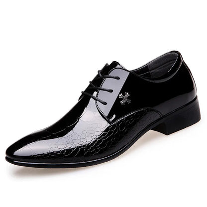 Newest italian oxford shoes for men luxury patent leather wedding shoes pointed toe dress shoes classic derbies plus size 38-48 - Mozarto Enterprise