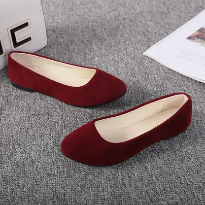 Plus Size 35-43 Women Flats Slip on Flat Shoes Candy Color Woman Boat Shoes Black Loafers Faux Suede Ladies Ballet Flats539 - Mozarto Enterprise