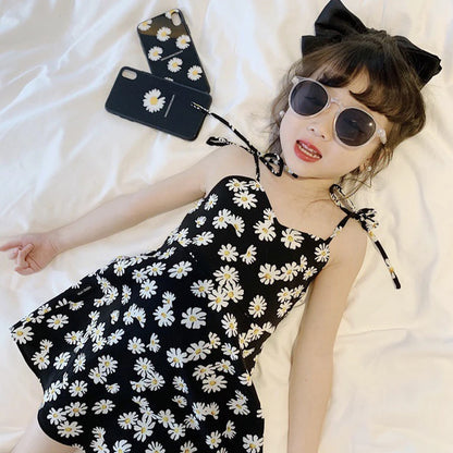 Summer Children's Baby Floral Dress Sleeveless Printing Kids Gilrs Girls Casual Strap Dresses