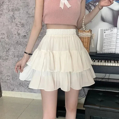 White Pleated A-Line Skirt for Women