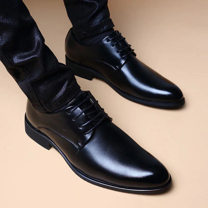 Men Wedding Leather Business Men's Dress Pointed Casual Youth British Style Inner Heightening Spring 2024 New Arrivals Shoes - Mozarto Enterprise