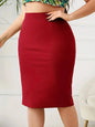 Shop Plus Size Solid Slim Skirt - High Waist