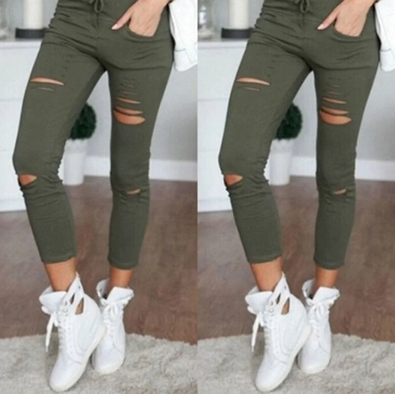 New Ripped Jeans for Women Women Big Size Ripped Trousers Stretch Pencil Pants Leggings Women Jeans Woman Jeans - Mozarto Enterprise