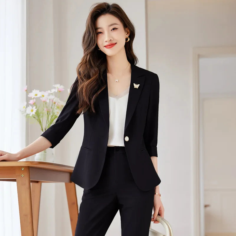 Small Blazer Women's Spring 2023 New Korean Version Professional Temperament Goddess Fan Fashionable Western Suit Suit - Mozarto Enterprise