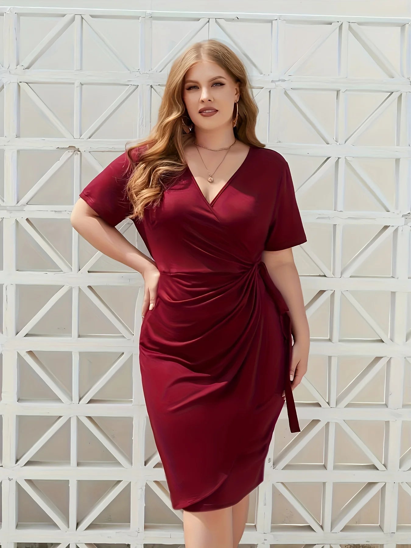 Shop Casual V-Neck Plus Size Midi Dress