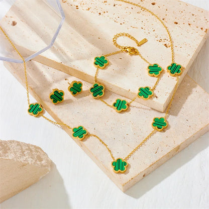 Elegent Five Leaf Flower Jewelry Set